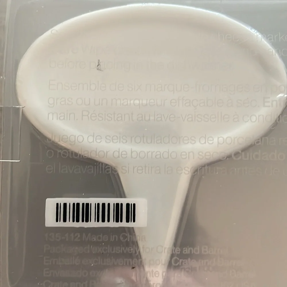Crate & Barrel White Porcelain Cheese Markers
